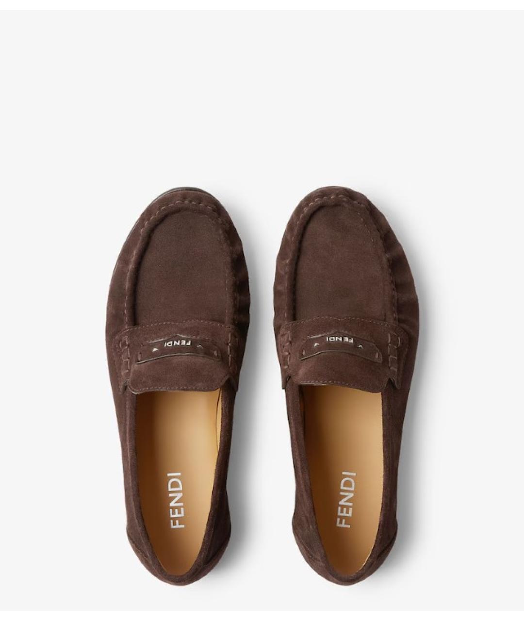 FENDI Коричневые кожаные лоферы, фото 4