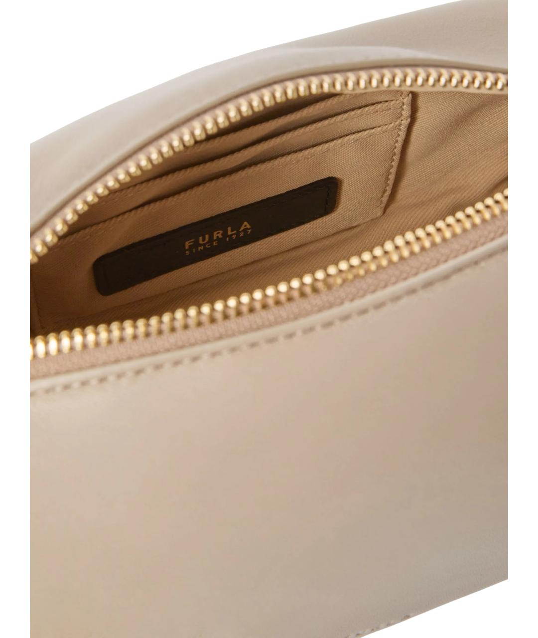 FURLA Бежевая кожаная сумка через плечо, фото 4
