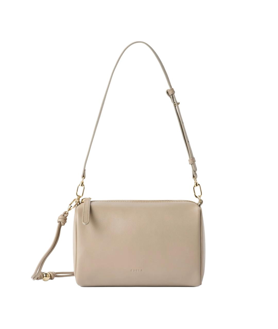 FURLA Бежевая кожаная сумка через плечо, фото 1