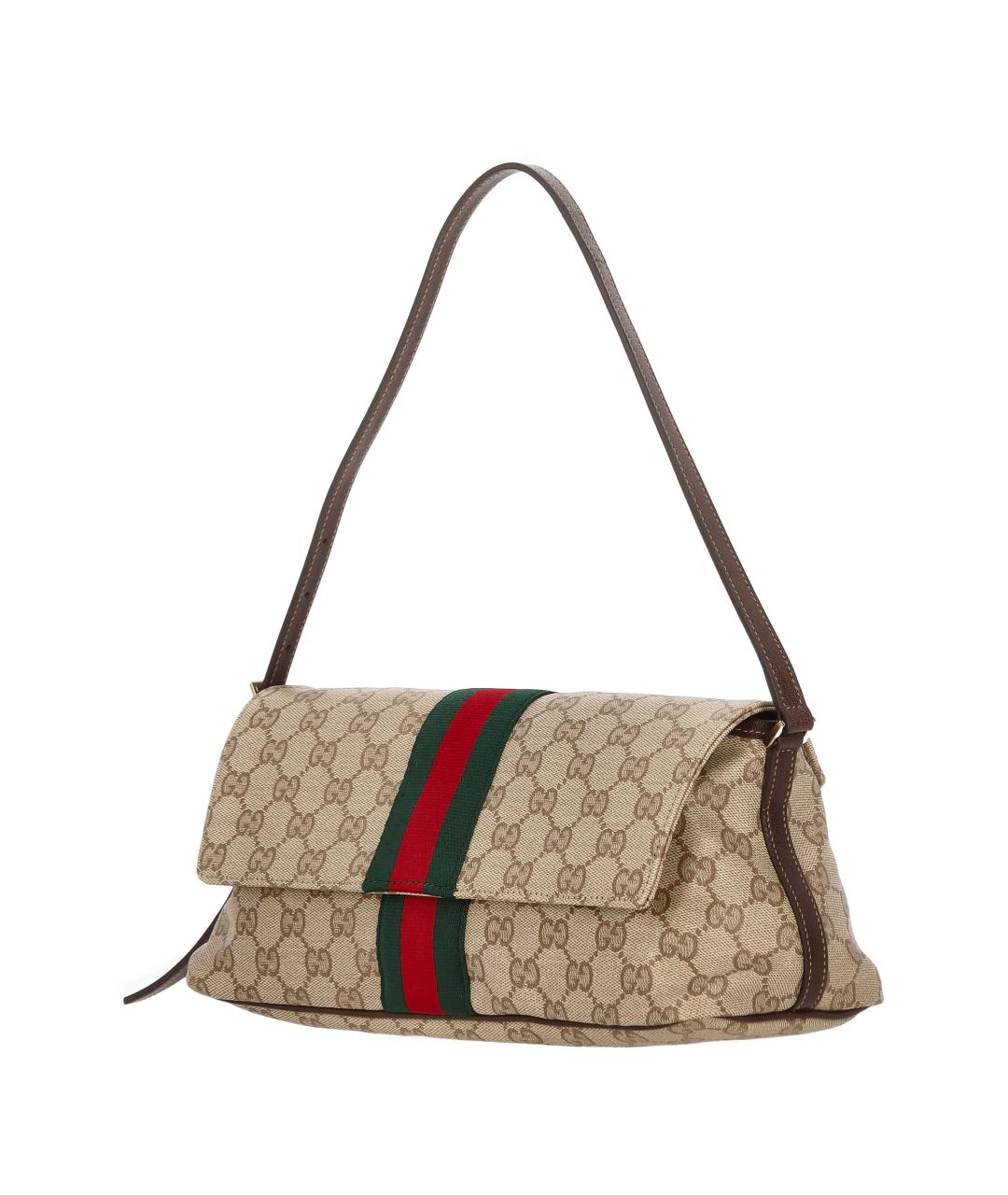 GUCCI Бежевая сумка через плечо из канвы, фото 2