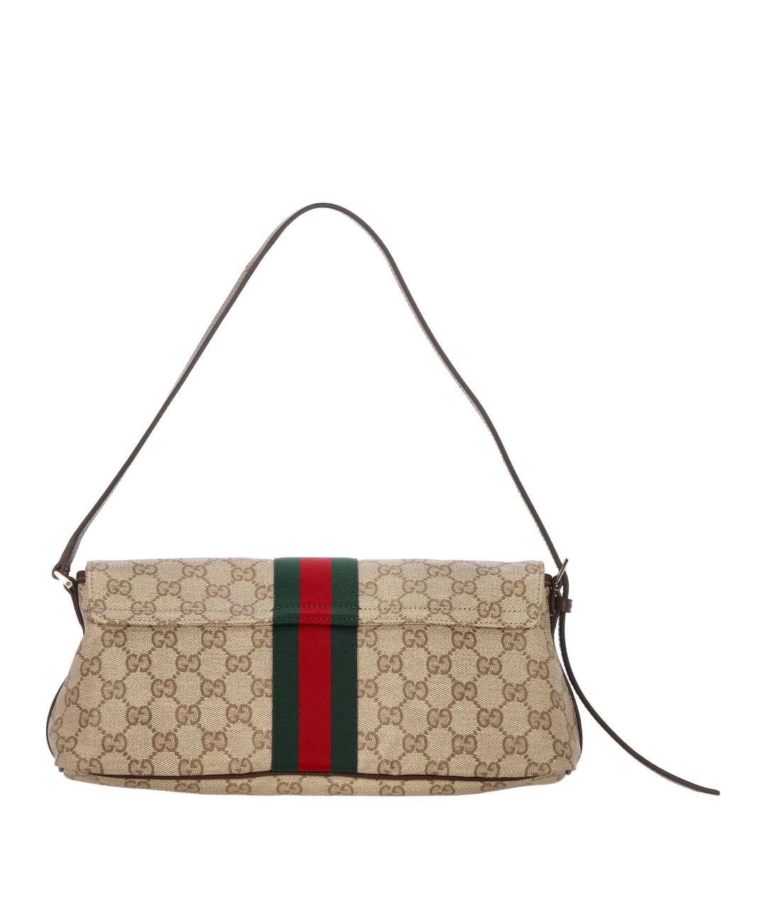 GUCCI Бежевая сумка через плечо из канвы, фото 3