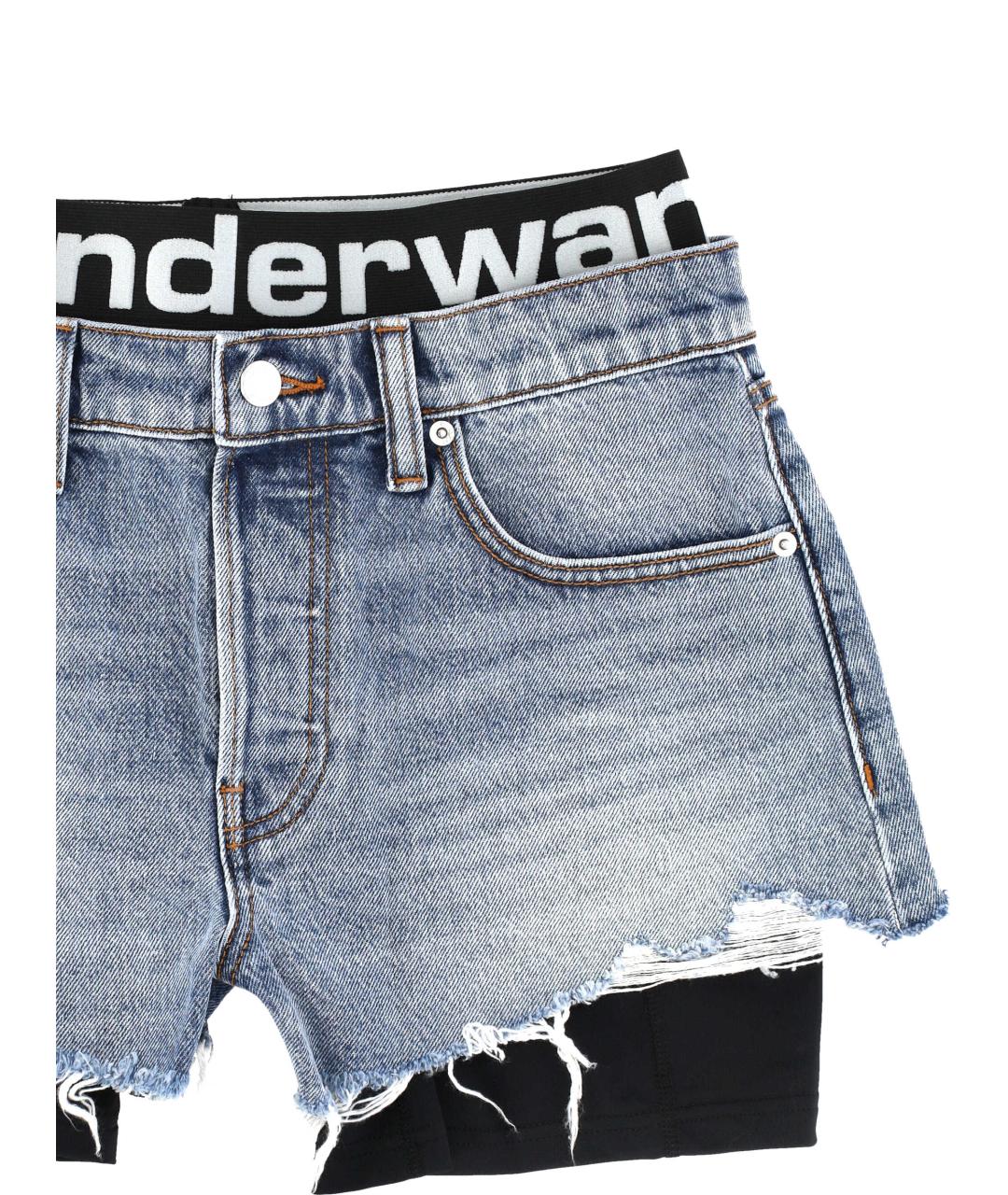 ALEXANDER WANG Голубые хлопко-эластановые шорты, фото 2