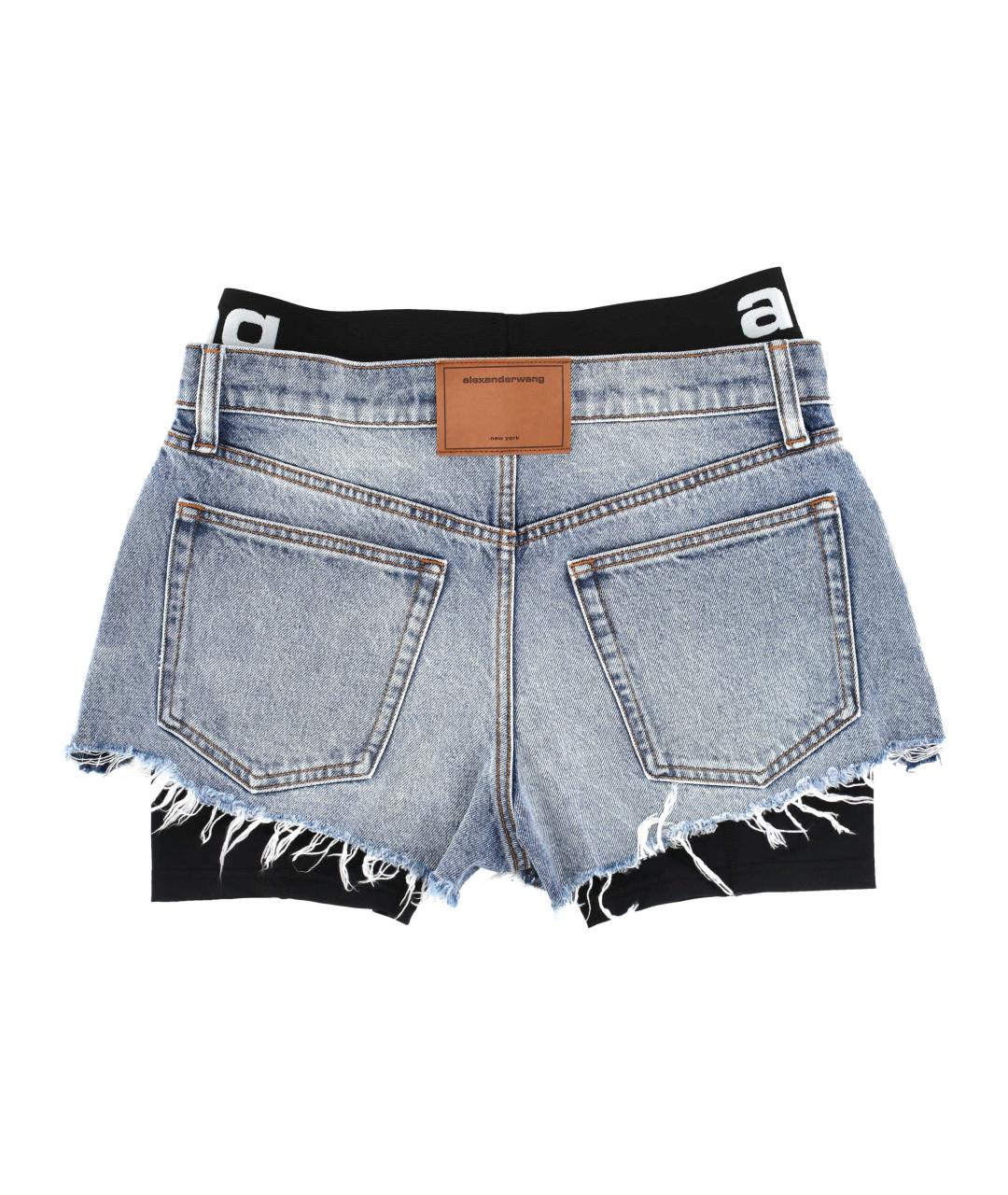 ALEXANDER WANG Голубые хлопко-эластановые шорты, фото 3
