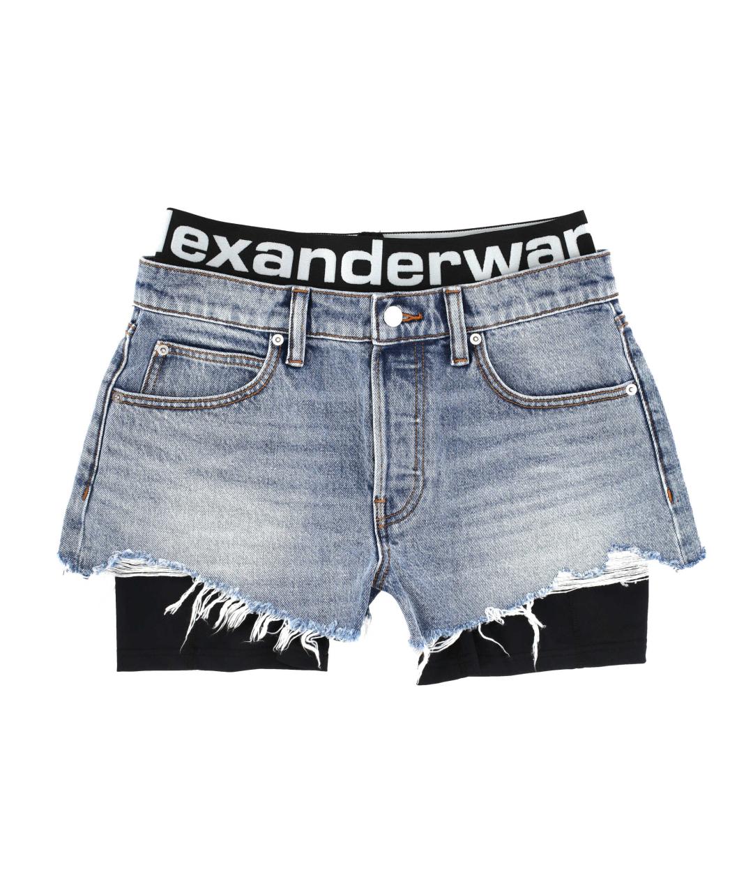 ALEXANDER WANG Голубые хлопко-эластановые шорты, фото 1