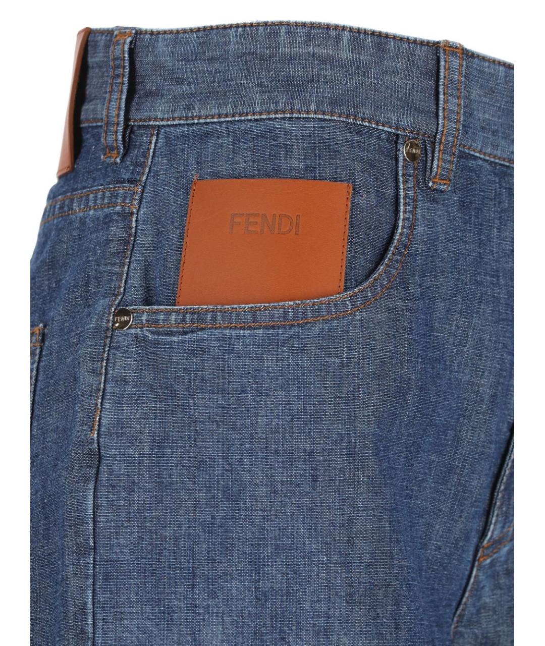 FENDI Синие хлопковые шорты, фото 2