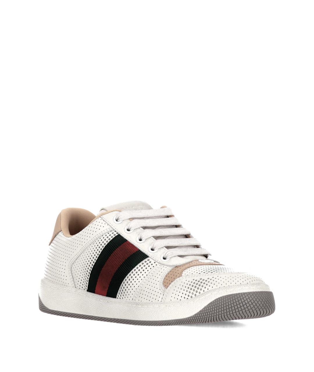 GUCCI Белые кожаные кроссовки, фото 2