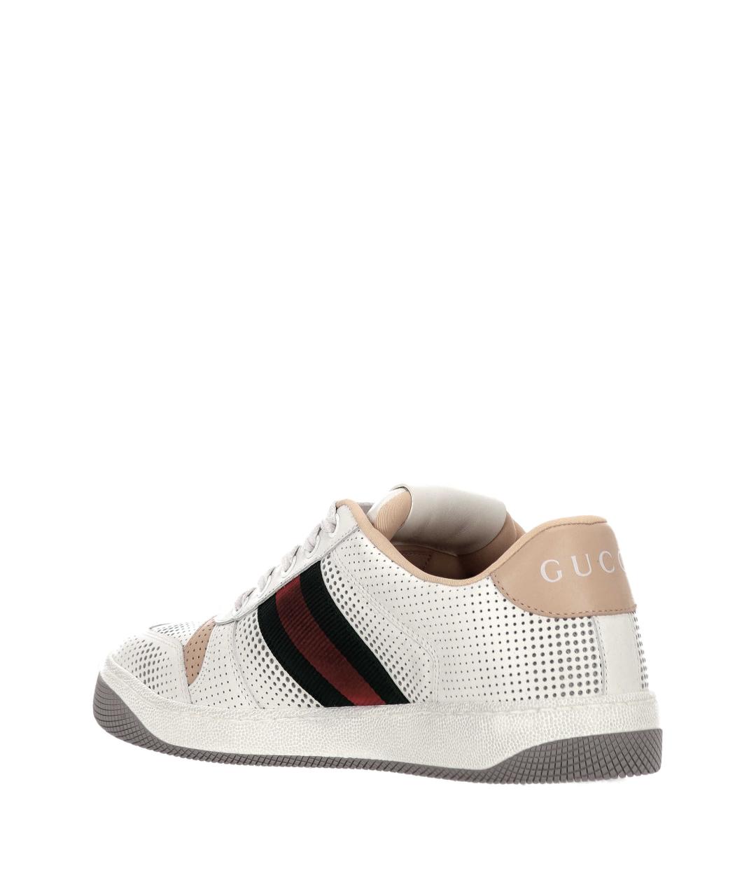 GUCCI Белые кожаные кроссовки, фото 3