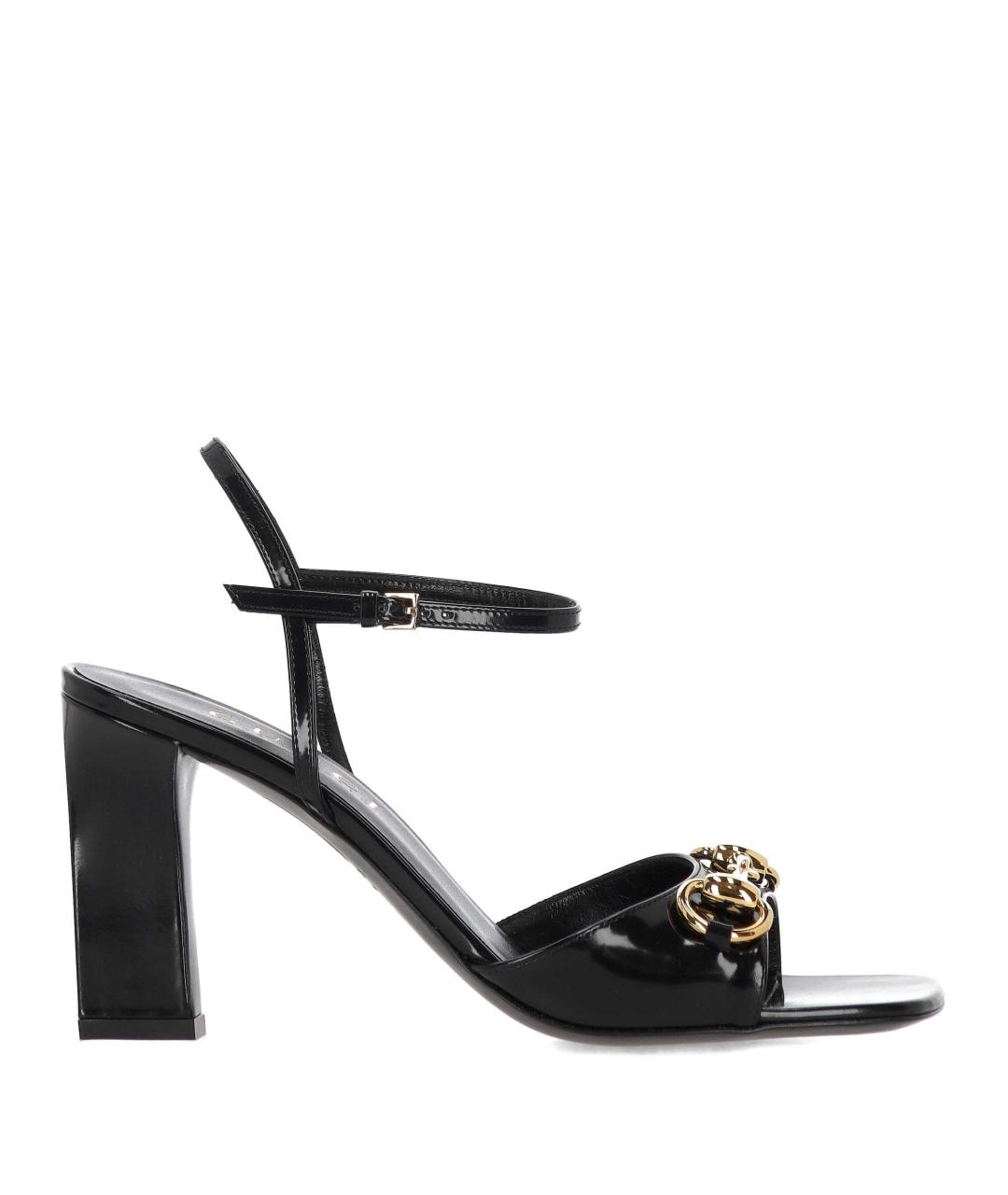 GUCCI Черные кожаные босоножки, фото 1