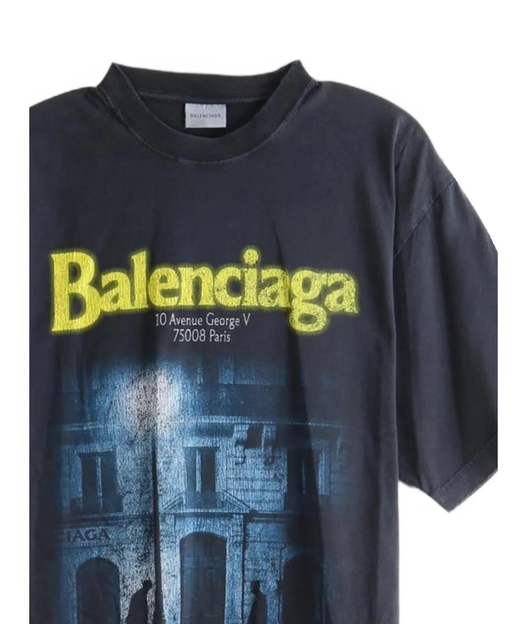 BALENCIAGA Черная хлопковая футболка, фото 2