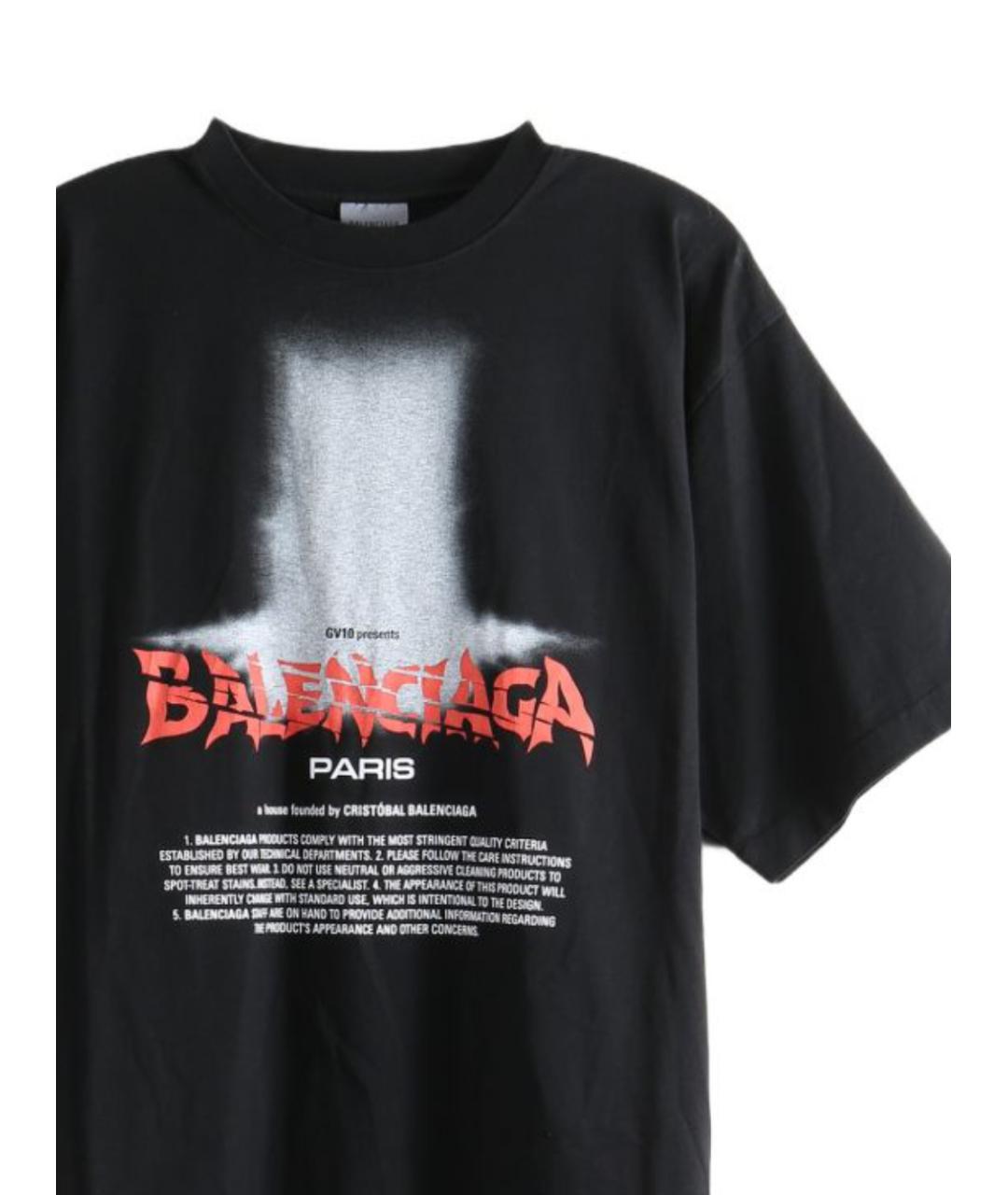 BALENCIAGA Черная хлопковая футболка, фото 2