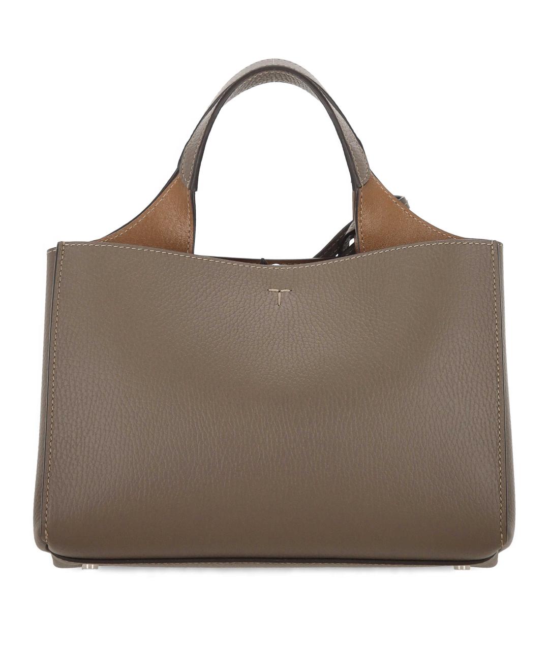 TOD'S Серая кожаная сумка тоут, фото 3