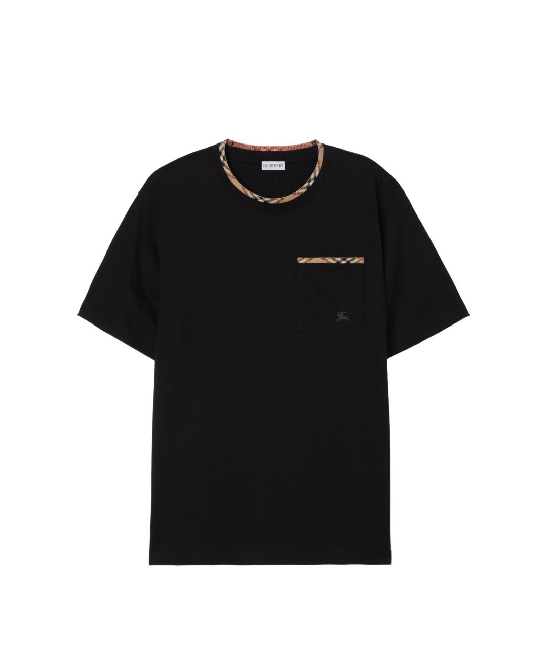 BURBERRY Черная хлопковая футболка, фото 1