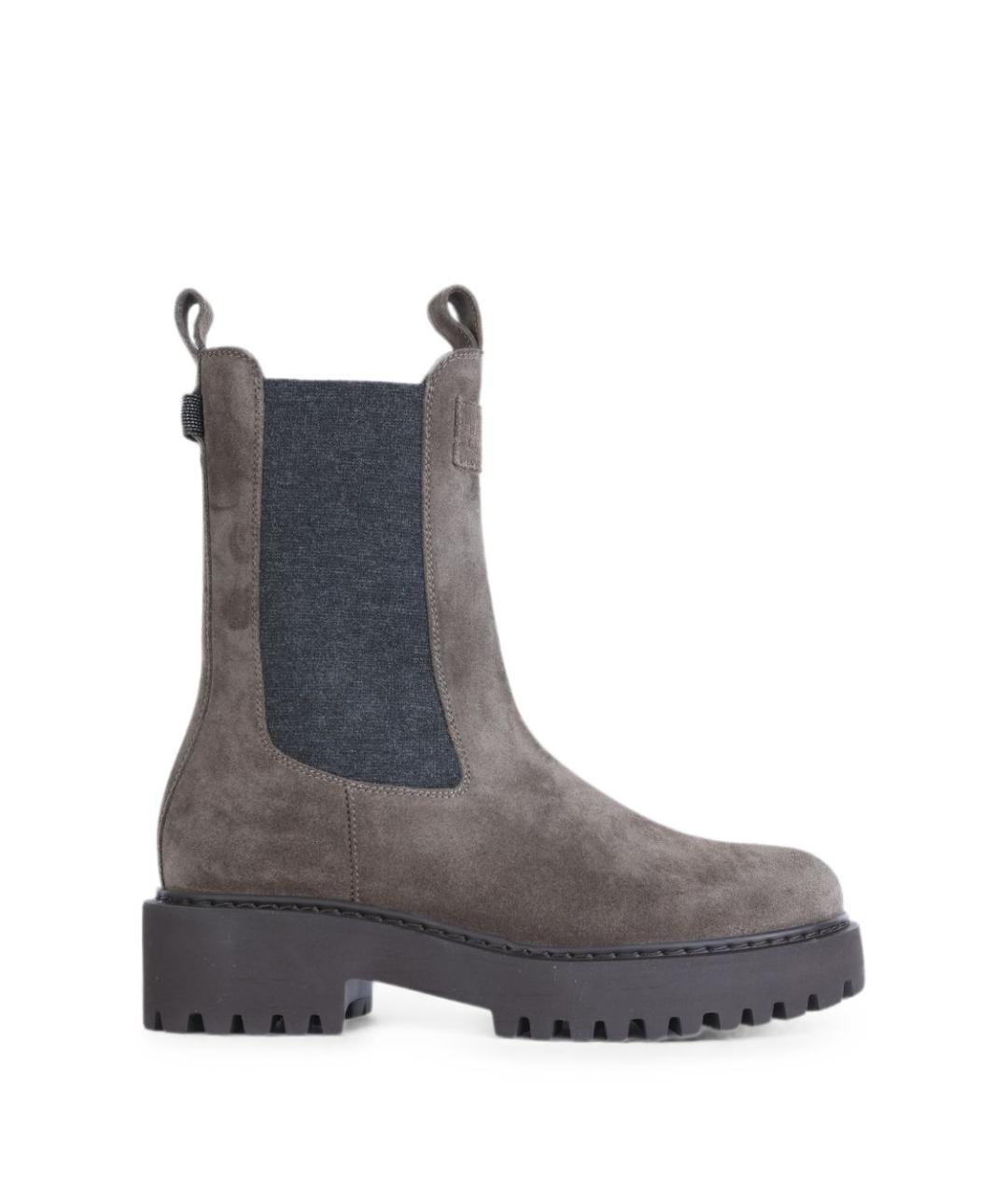 BRUNELLO CUCINELLI Серые замшевые ботинки, фото 1