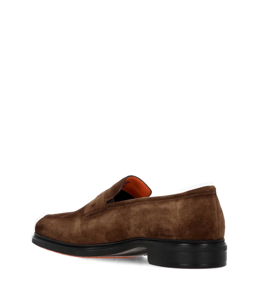 SANTONI Коричневые кожаные лоферы, фото 3