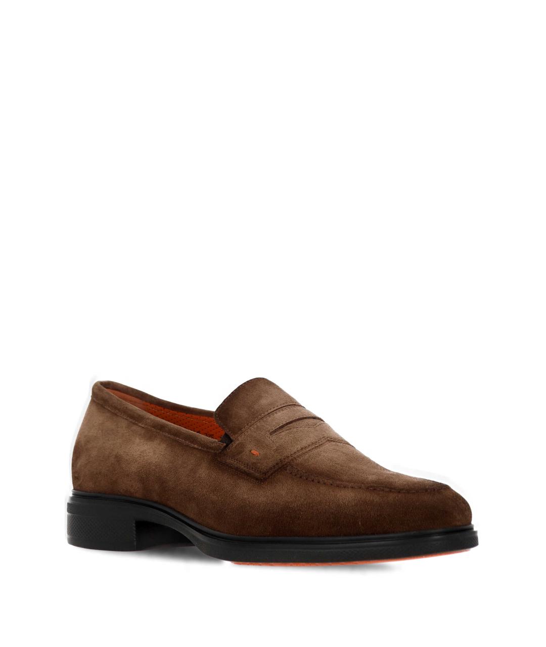 SANTONI Коричневые кожаные лоферы, фото 2