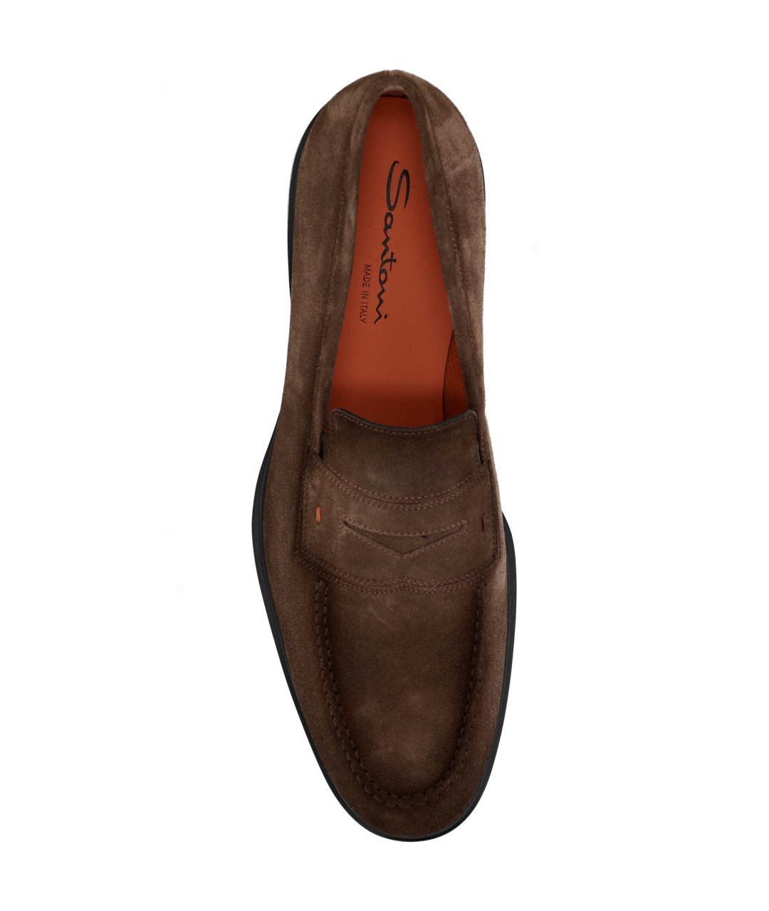 SANTONI Коричневые кожаные лоферы, фото 4