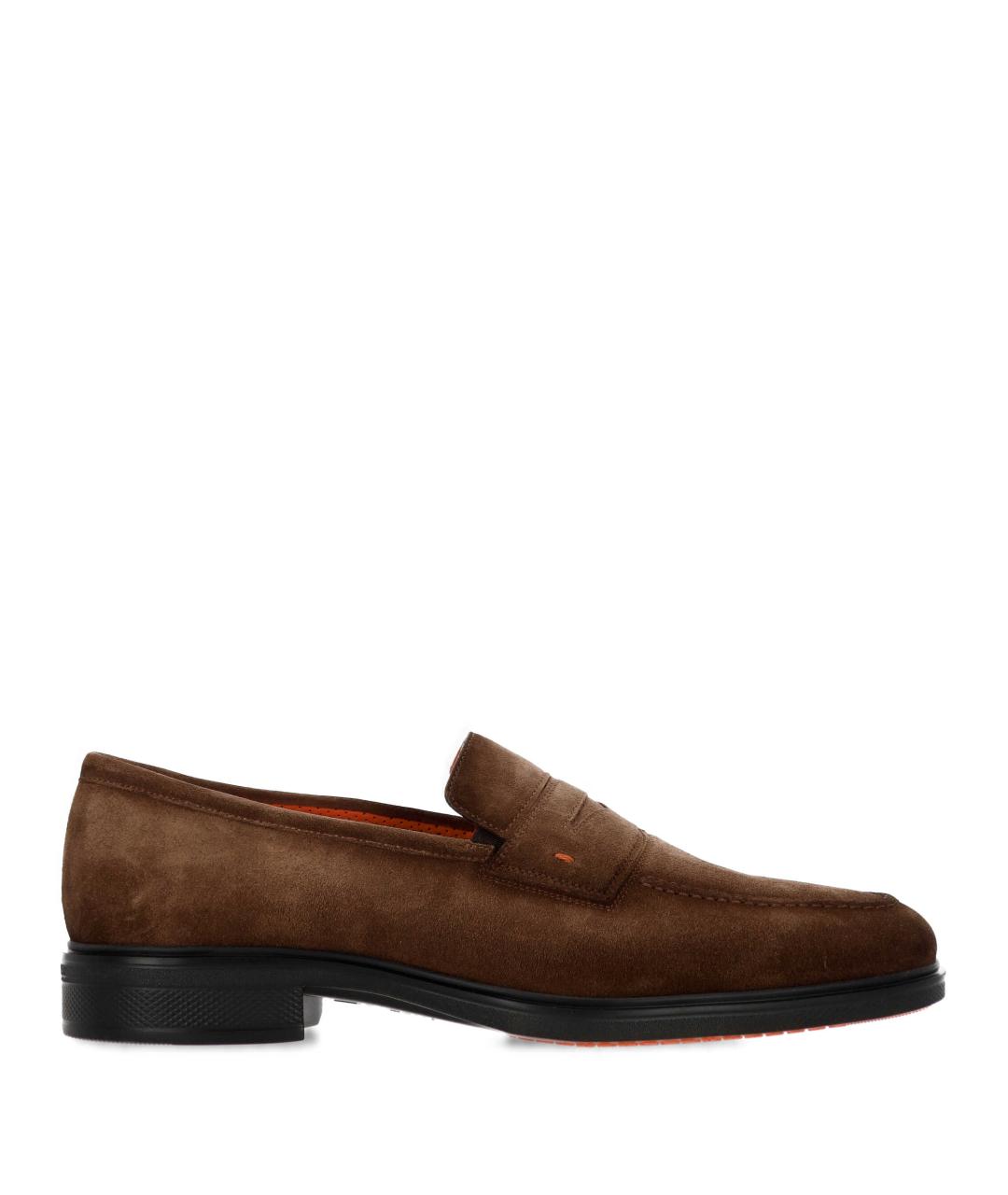SANTONI Коричневые кожаные лоферы, фото 1