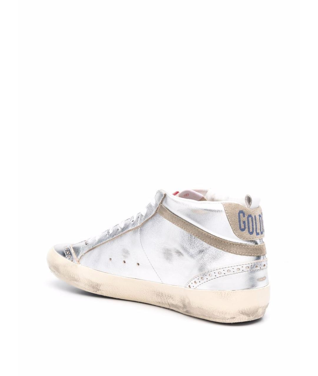 GOLDEN GOOSE Серебряные кожаные кеды, фото 3