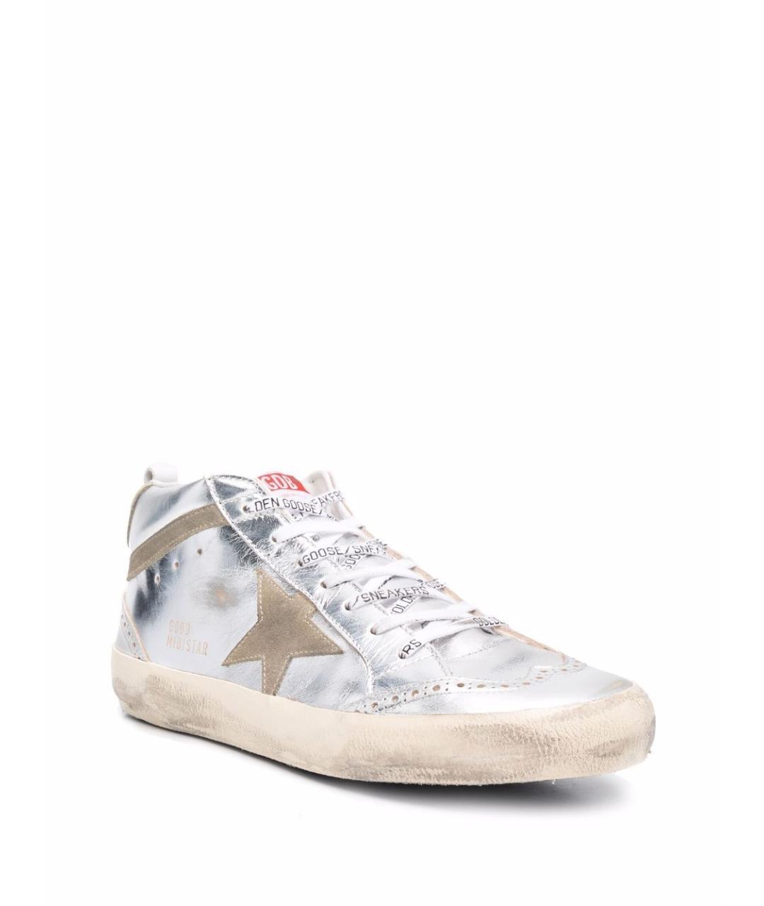 GOLDEN GOOSE Серебряные кожаные кеды, фото 2