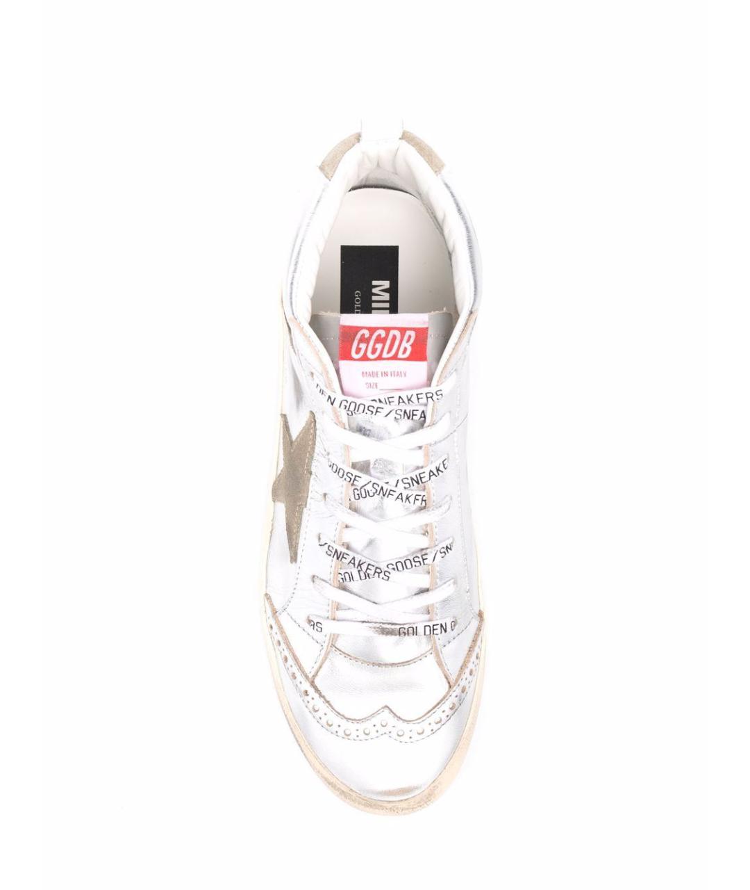 GOLDEN GOOSE Серебряные кожаные кеды, фото 4