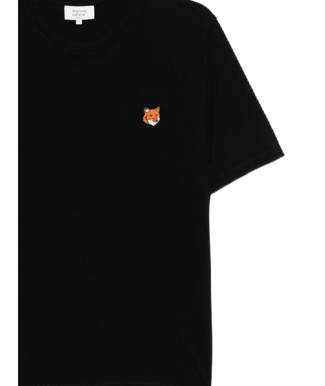 MAISON KITSUNE Черная хлопковая футболка, фото 2