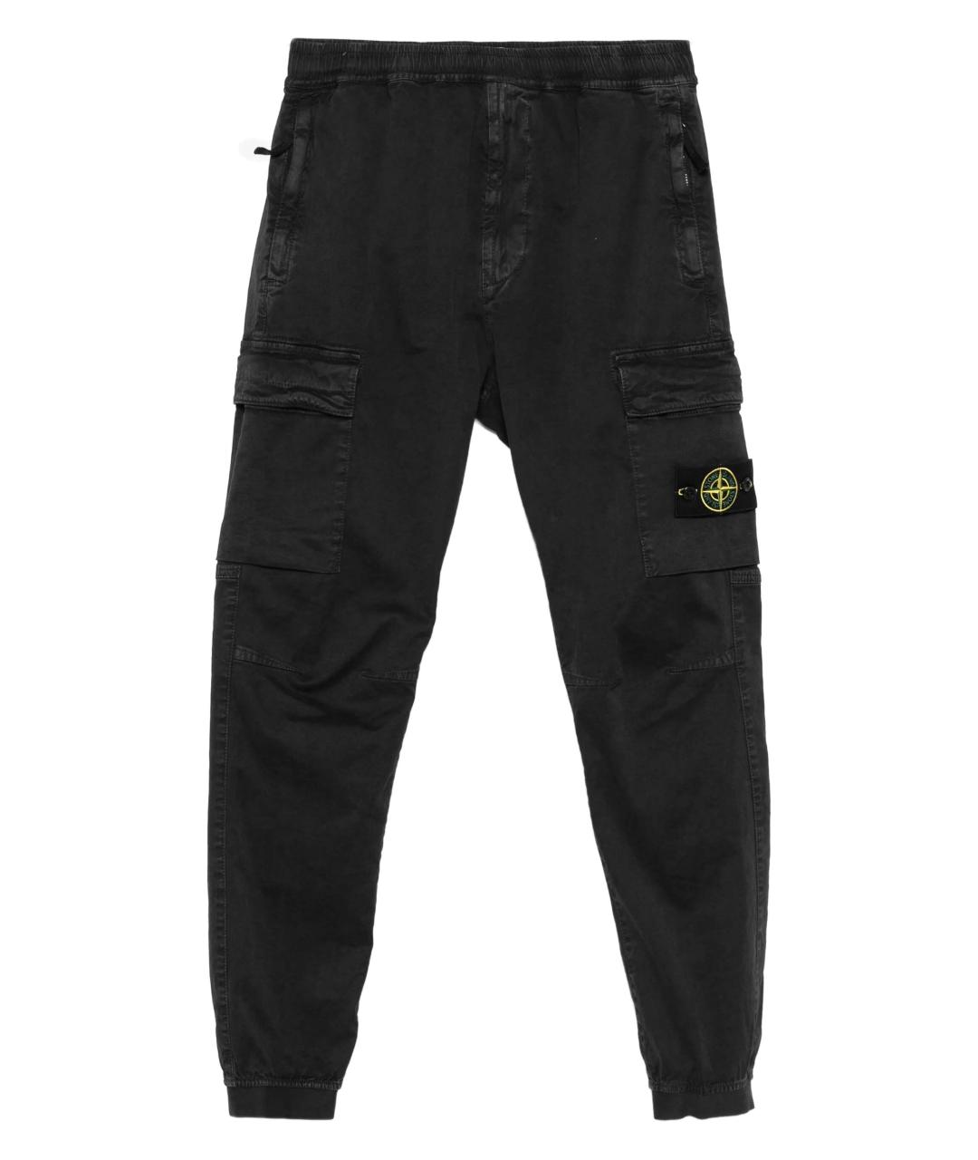 STONE ISLAND Черные хлопковые повседневные брюки, фото 1