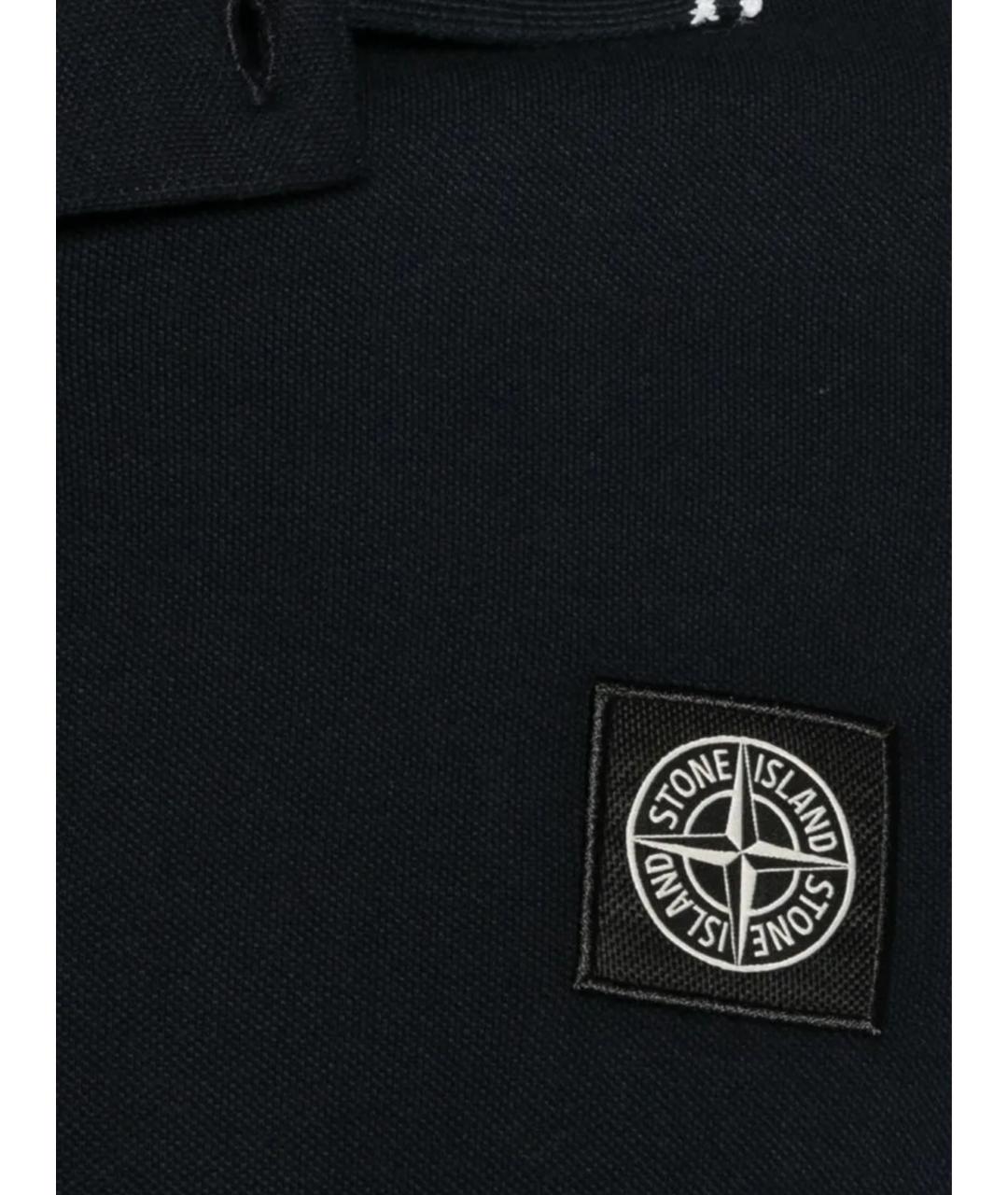 STONE ISLAND Темно-синее хлопковое поло с длинным рукавом, фото 3
