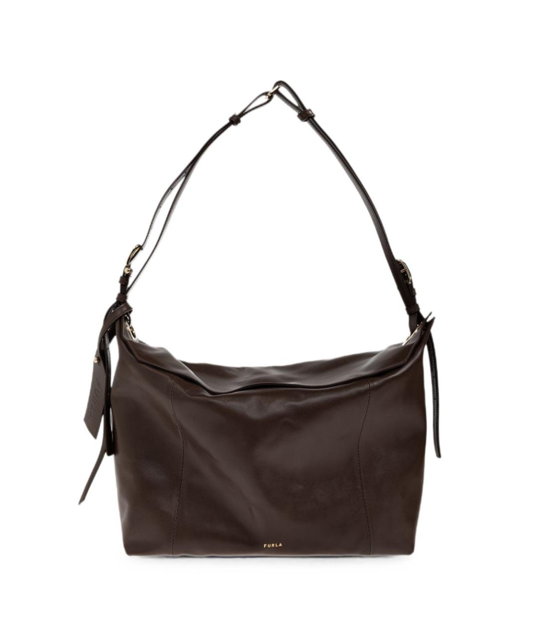 FURLA Коричневая кожаная сумка через плечо, фото 1