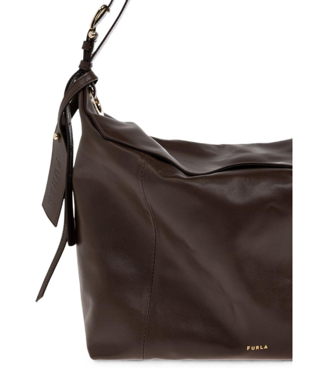 FURLA Коричневая кожаная сумка через плечо, фото 4