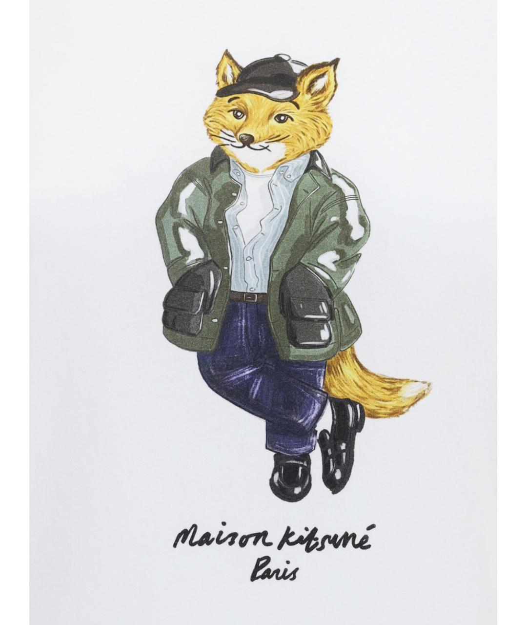 MAISON KITSUNE Белая хлопковая футболка, фото 2