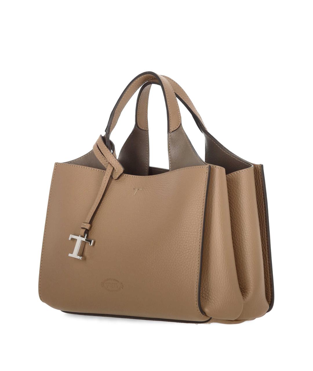 TOD'S Бежевая кожаная сумка тоут, фото 2