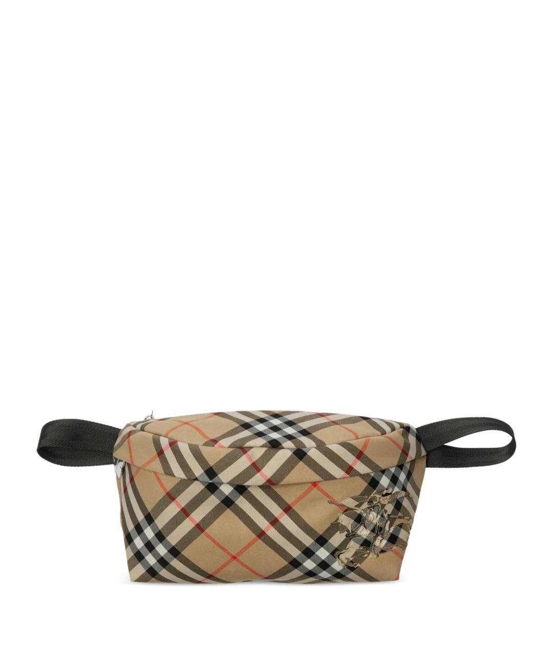 BURBERRY Бежевая синтетическая поясная сумка, фото 1
