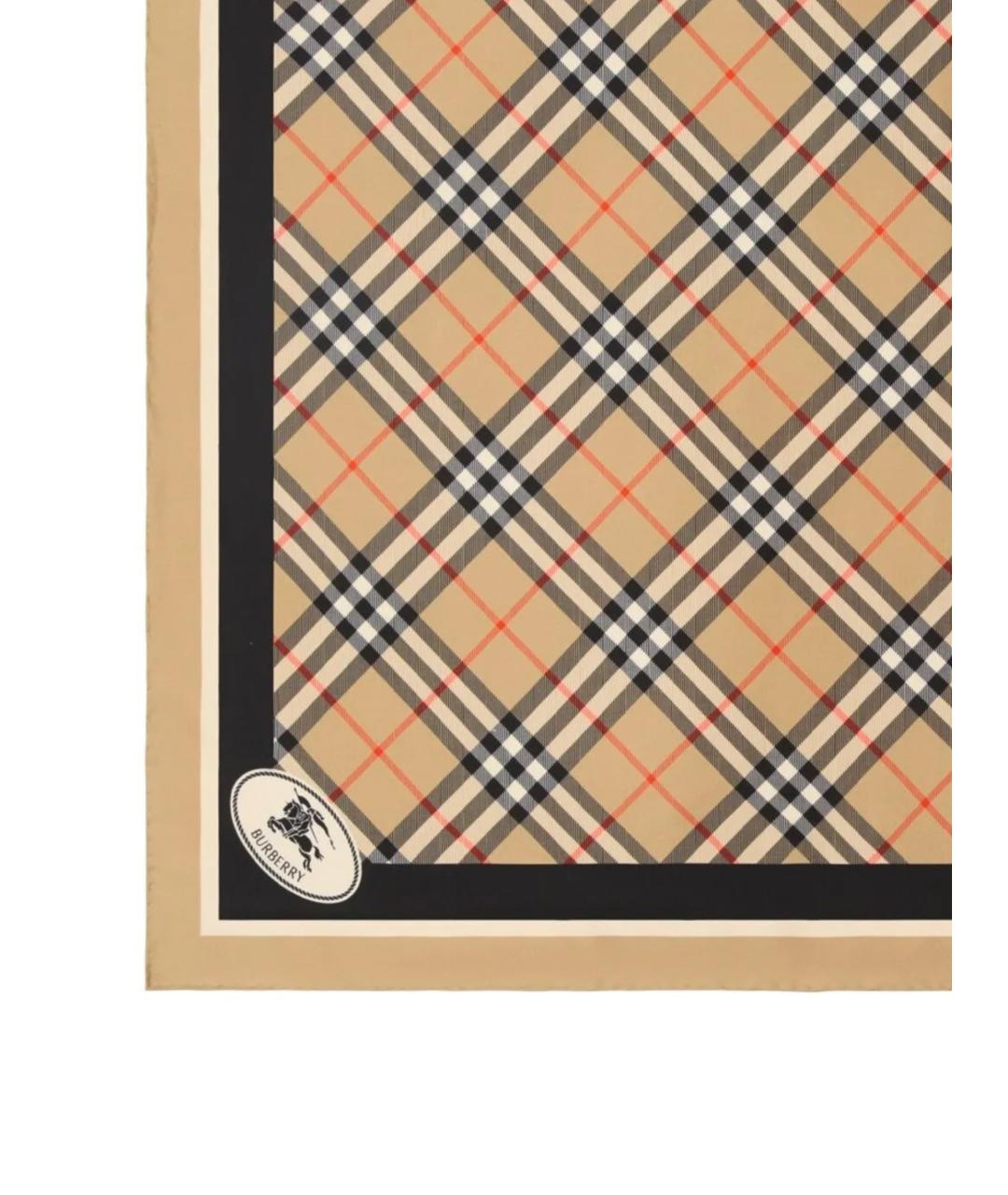 BURBERRY Бежевый шелковый платок, фото 2