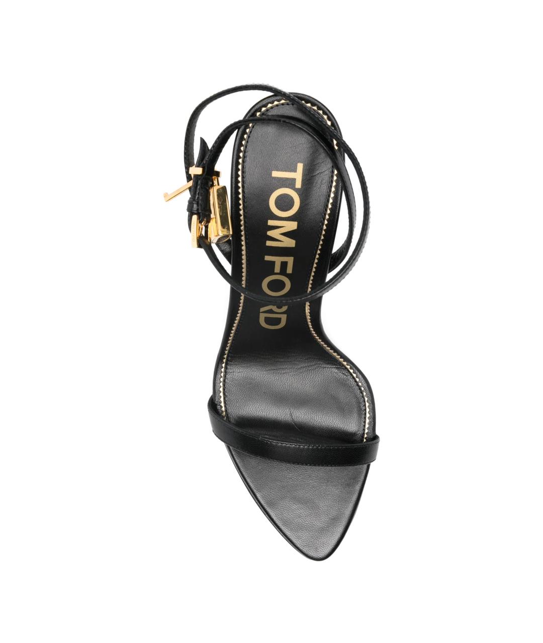 TOM FORD Черные кожаные босоножки, фото 4
