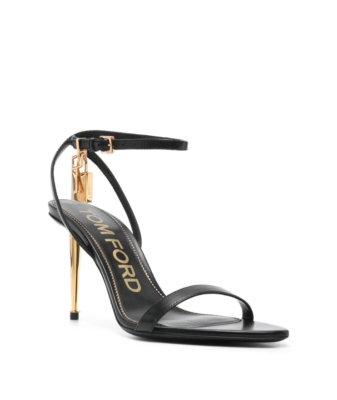 TOM FORD Черные кожаные босоножки, фото 2