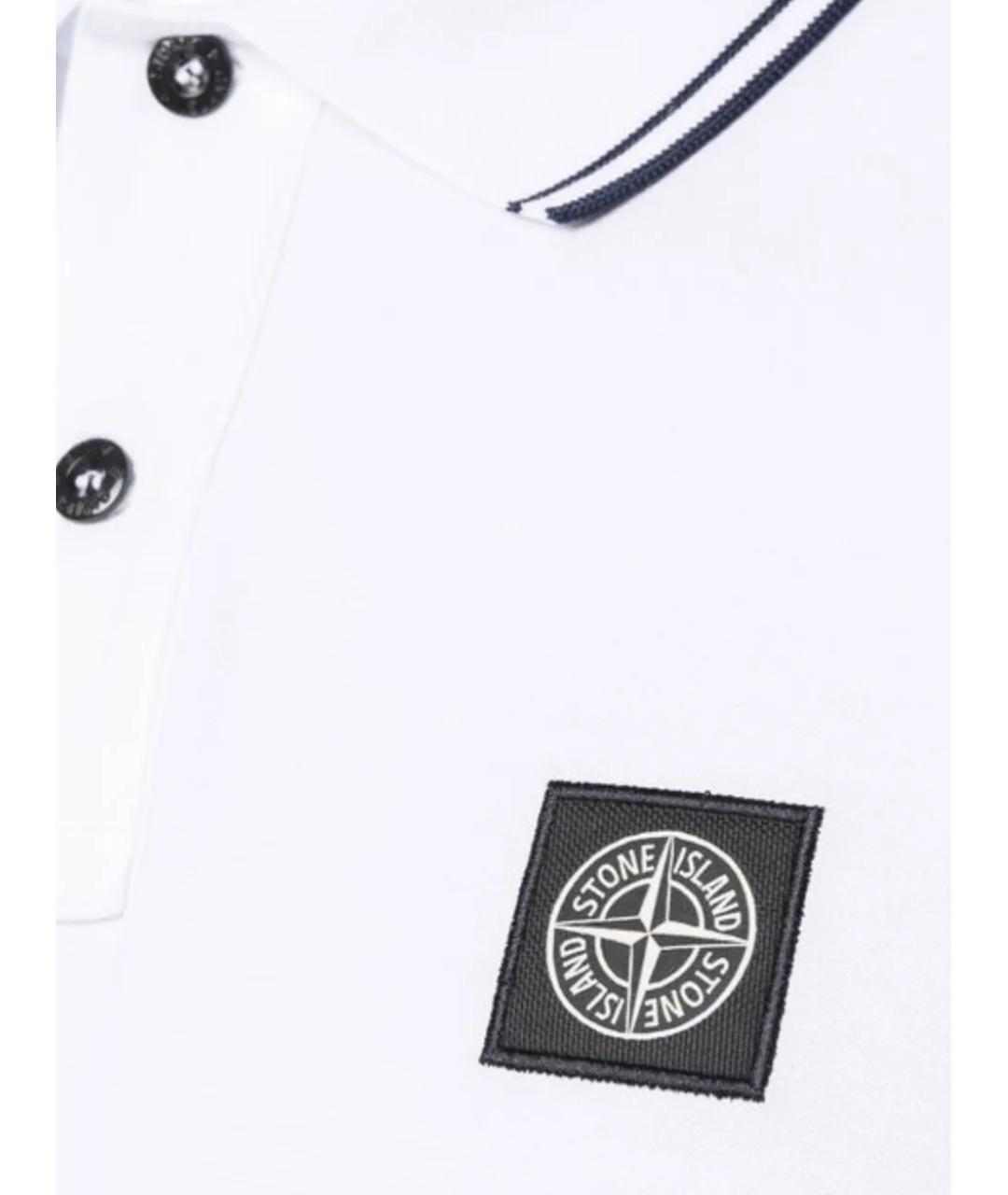 STONE ISLAND Белое хлопковое поло с длинным рукавом, фото 3
