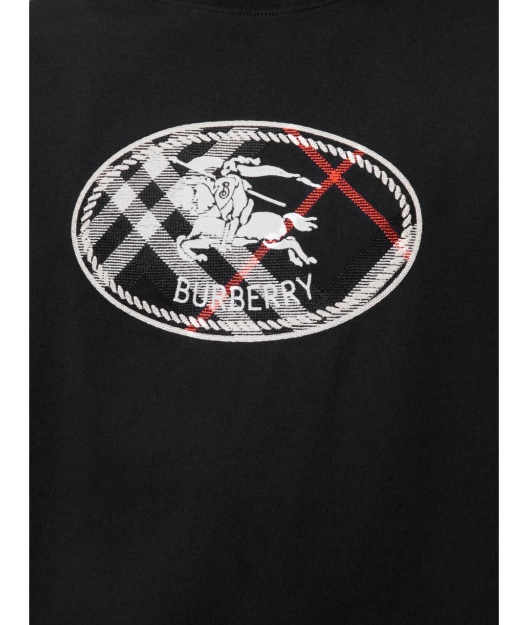 BURBERRY Черная хлопковая футболка, фото 2