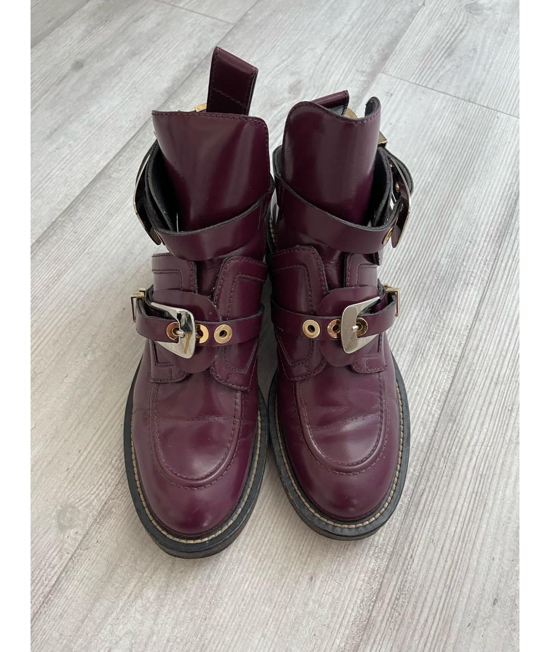 BALENCIAGA Бордовые ботинки из лакированной кожи, фото 2