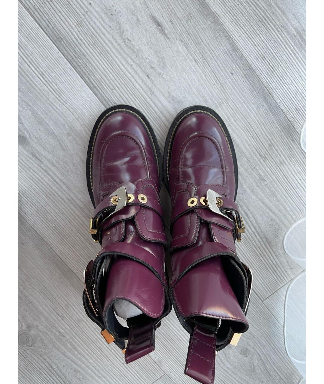 BALENCIAGA Бордовые ботинки из лакированной кожи, фото 3