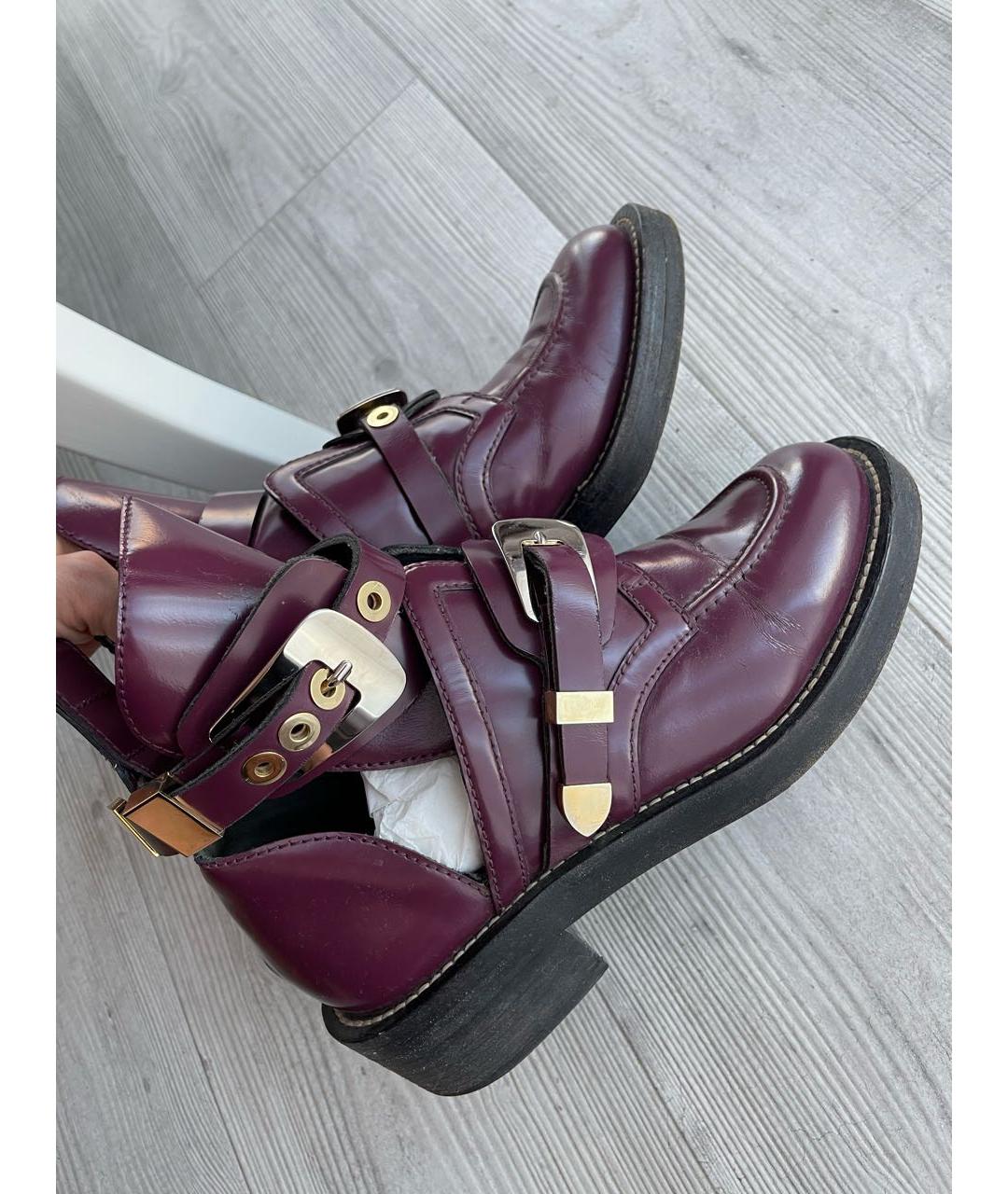 BALENCIAGA Бордовые ботинки из лакированной кожи, фото 6