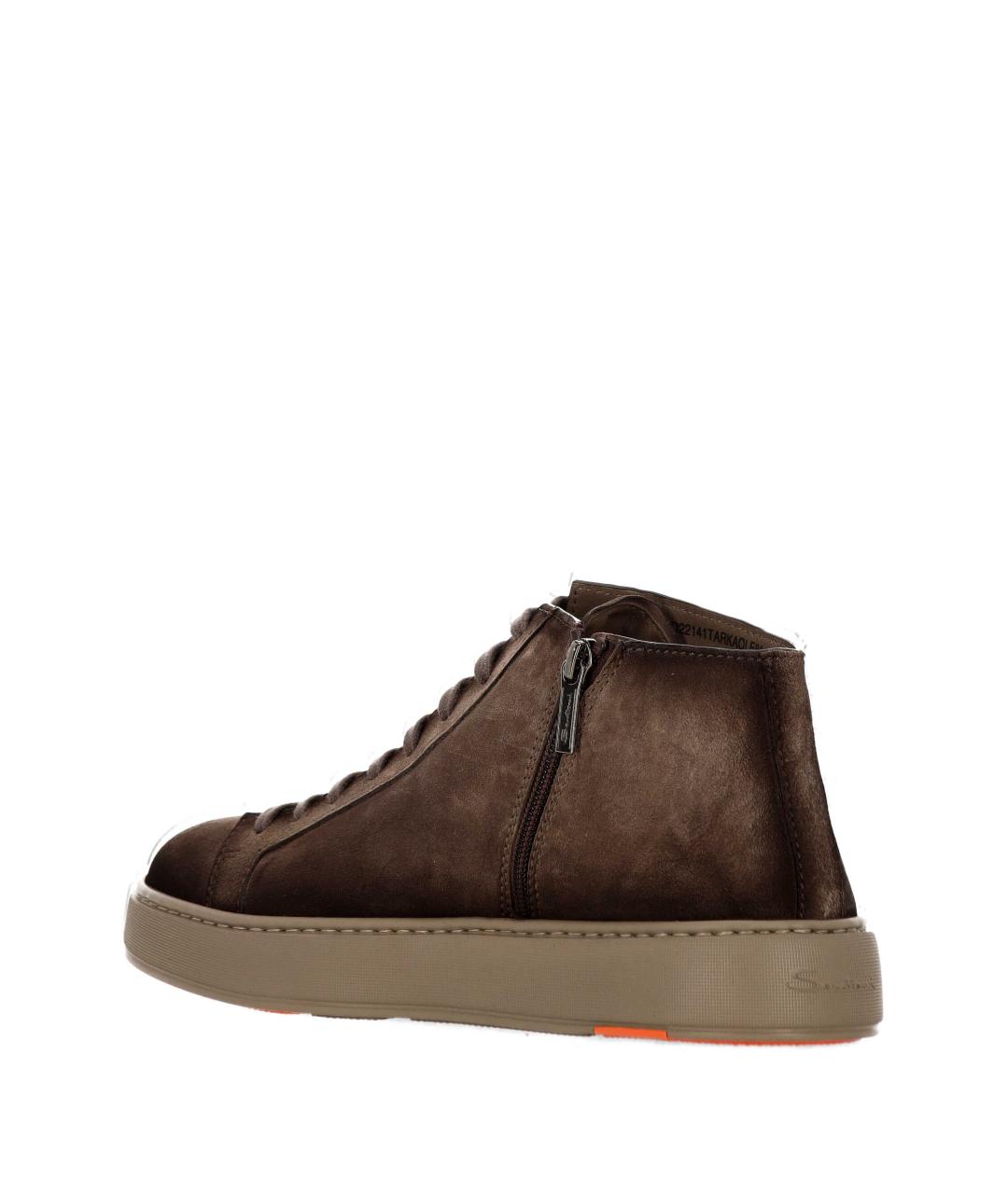 SANTONI Коричневые замшевые высокие кроссовки / кеды, фото 3