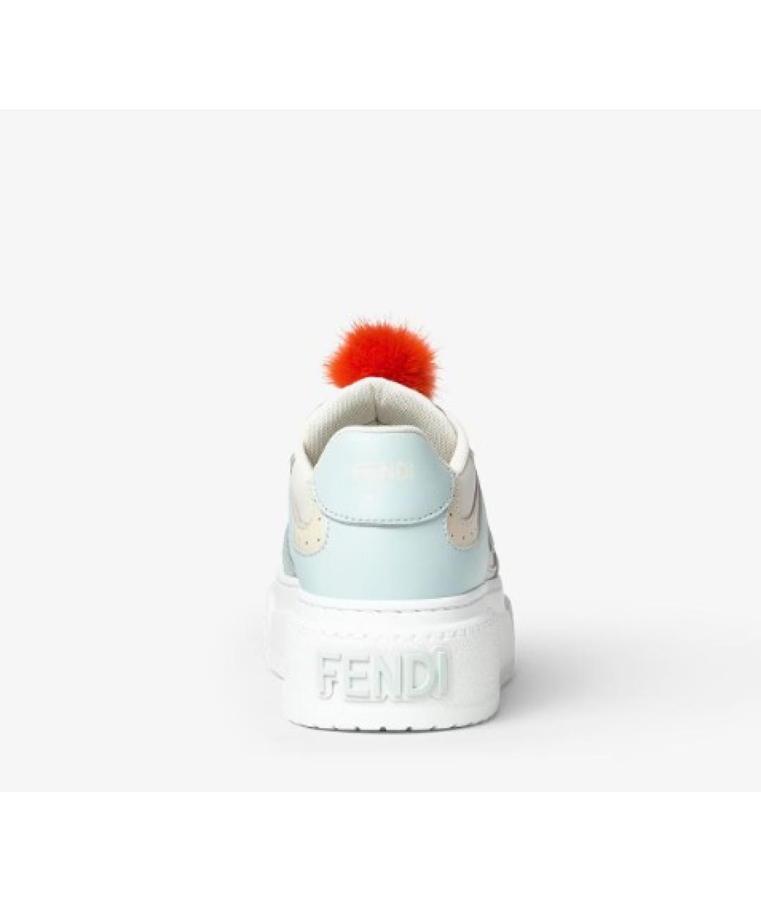 FENDI Голубые кожаные кроссовки, фото 3