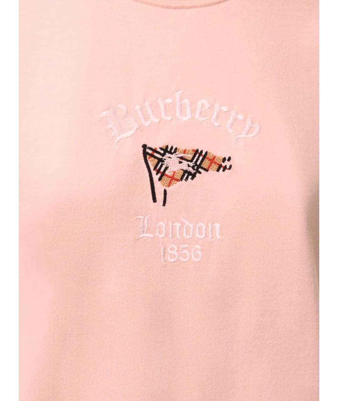 BURBERRY Розовая хлопковая футболка, фото 2