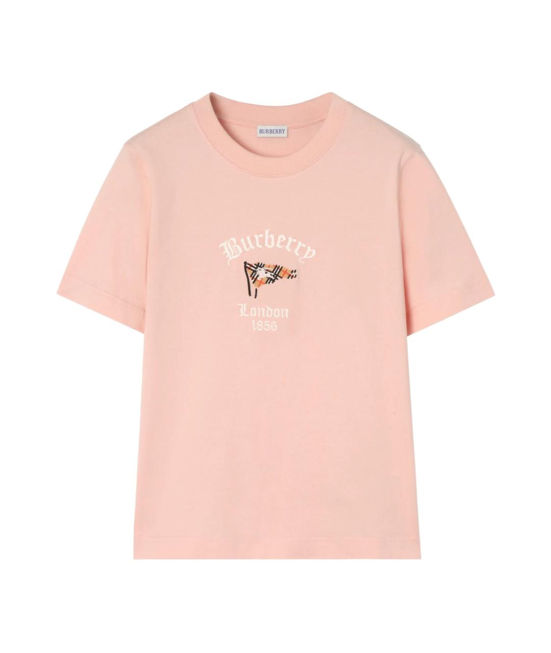 BURBERRY Розовая хлопковая футболка, фото 1