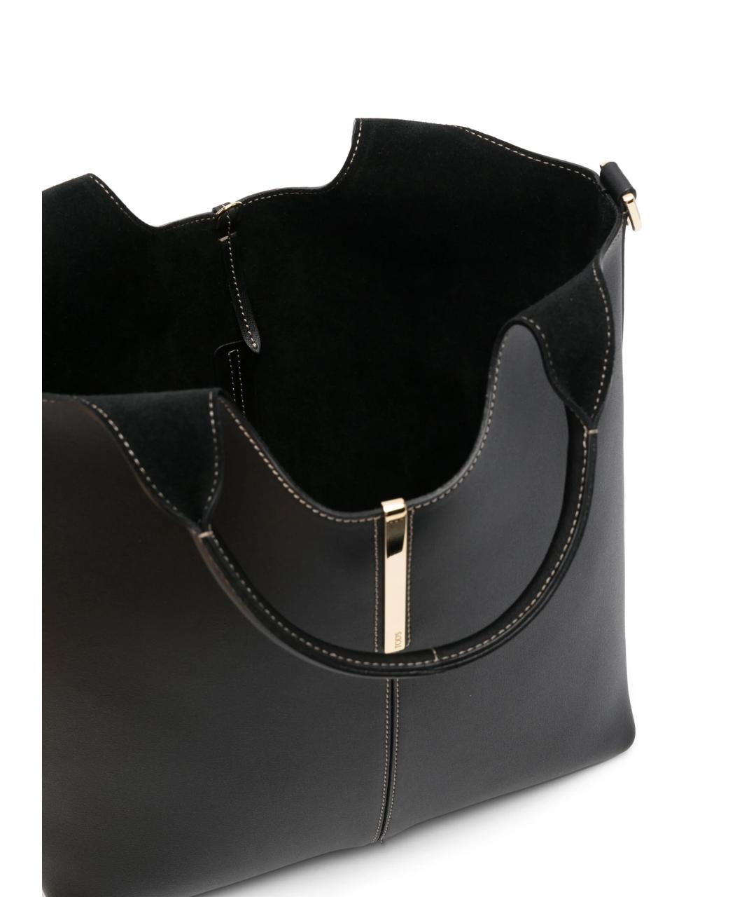 TOD'S Черная кожаная сумка тоут, фото 3