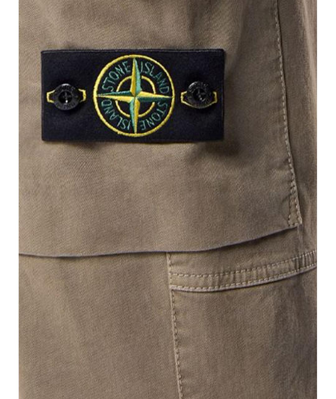 STONE ISLAND Зеленые хлопковые повседневные брюки, фото 2