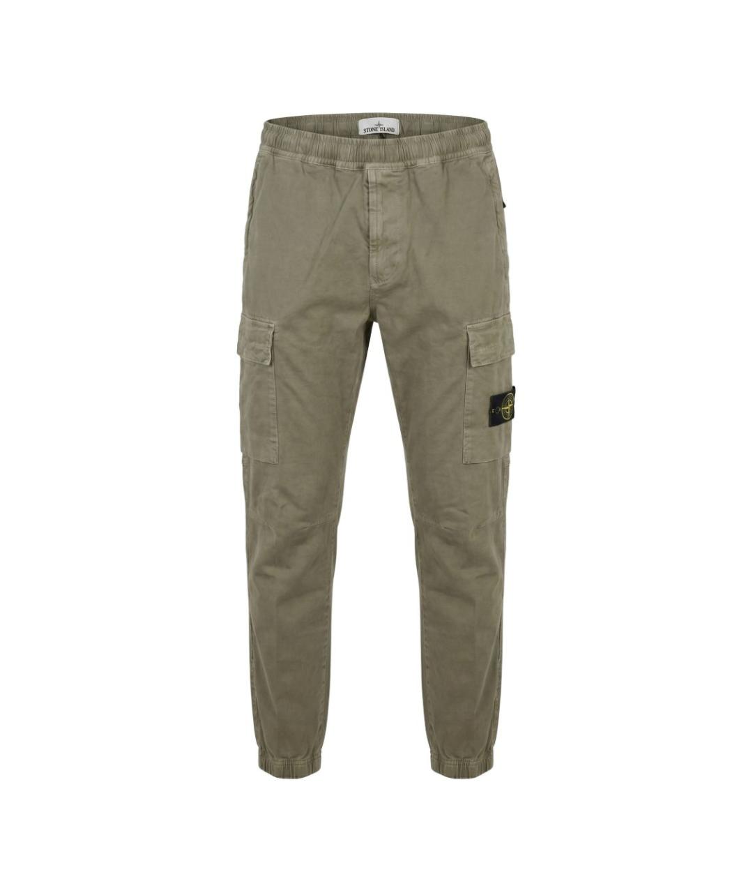 STONE ISLAND Зеленые хлопковые повседневные брюки, фото 1