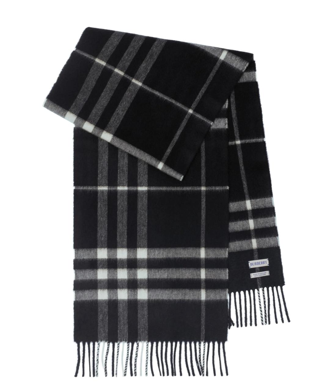 BURBERRY Черный кашемировый шарф, фото 1