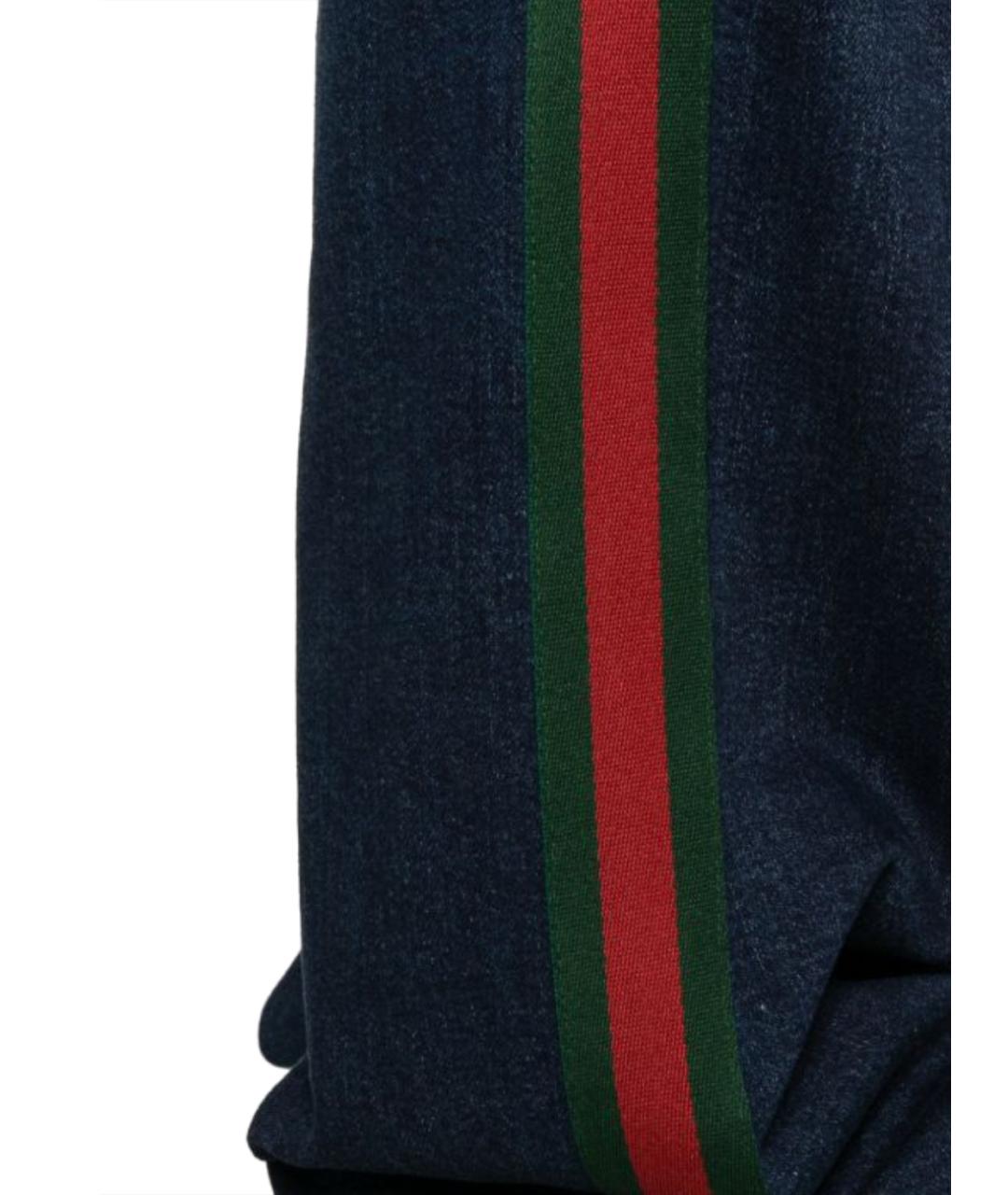 GUCCI Синие хлопковые повседневные брюки, фото 2