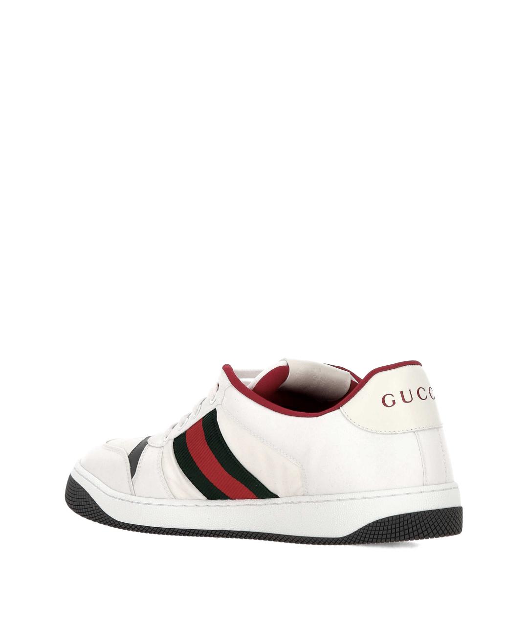 GUCCI Белые кожаные низкие кроссовки / кеды, фото 3